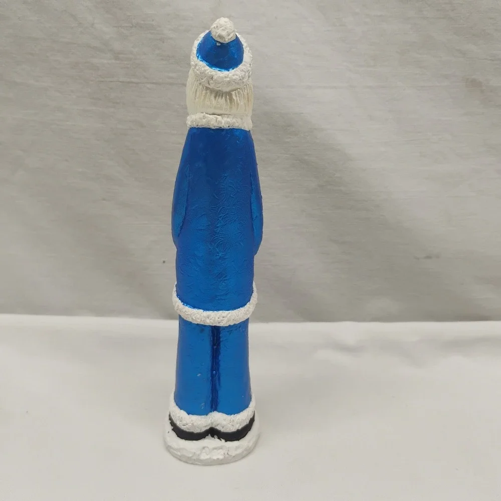 Vintage Folk Art BLUE Rustic Santa 6.5